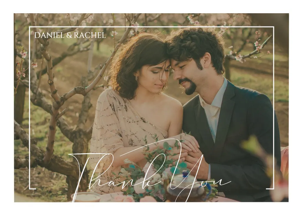 “elegant frame thank you” - düğün teşekkür kartı